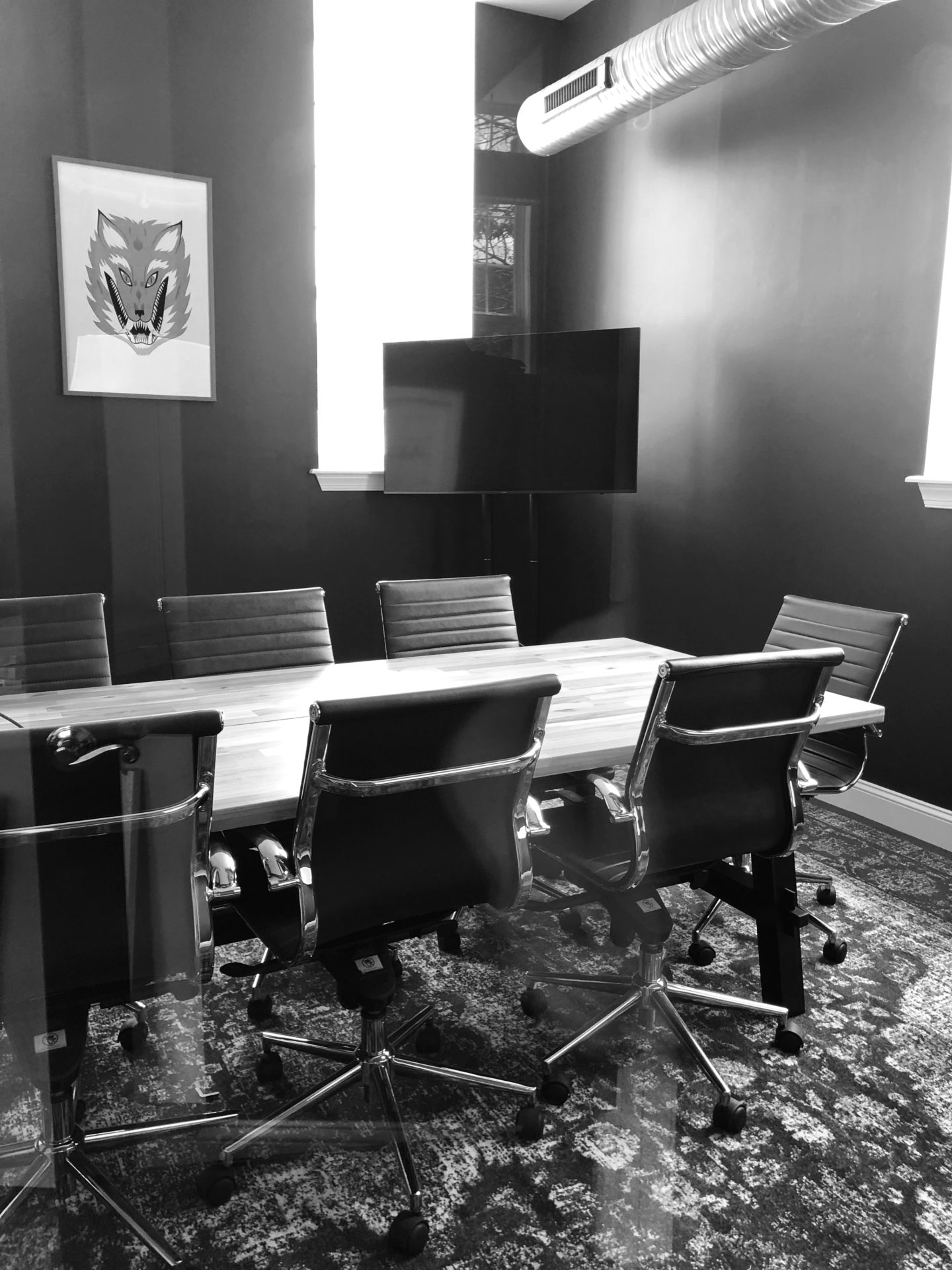 Conference room with a television in the corner